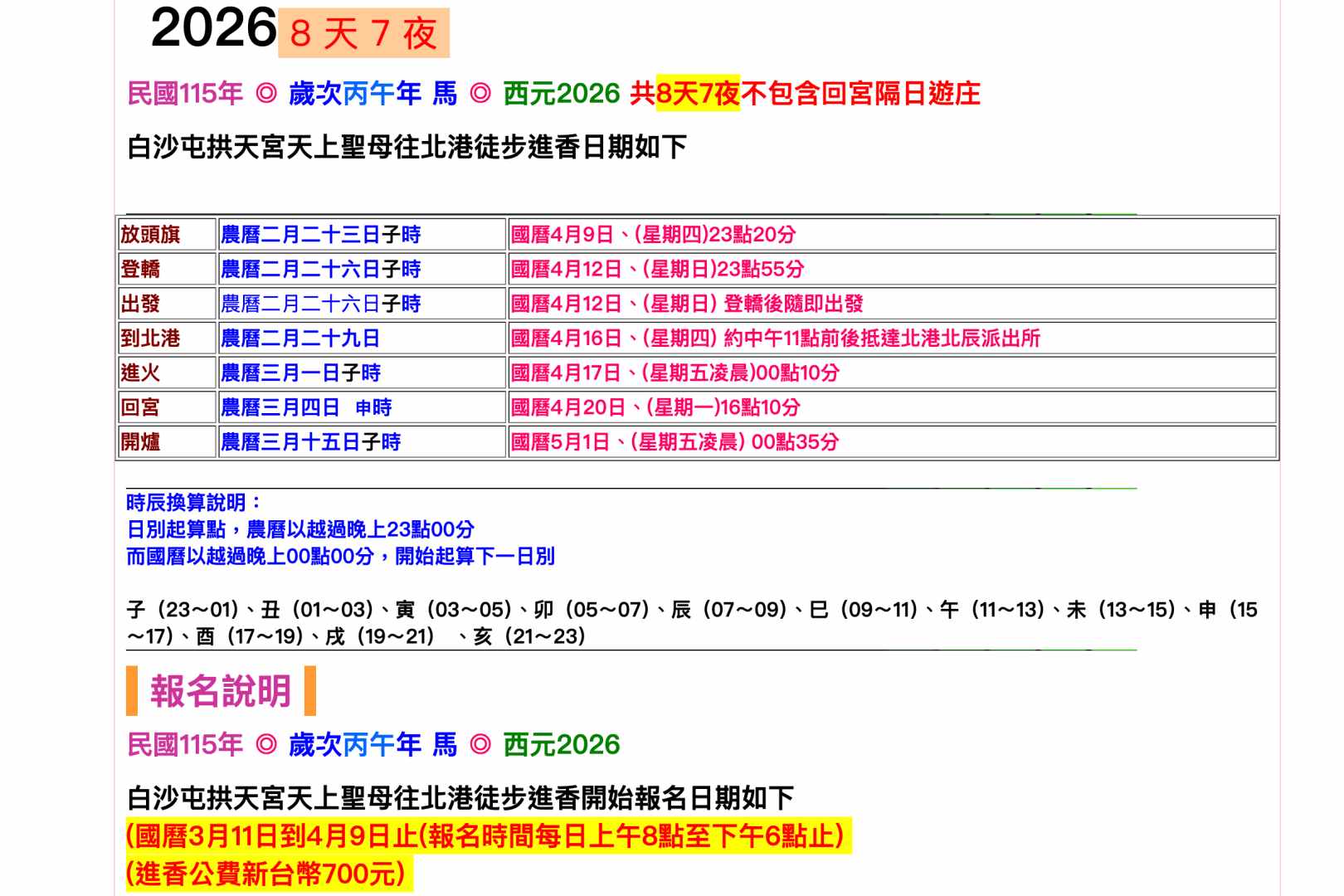 白沙屯拱天宮, 白沙屯拱天宮媽祖廟, 粉紅超跑, 壓轎金, 遶境